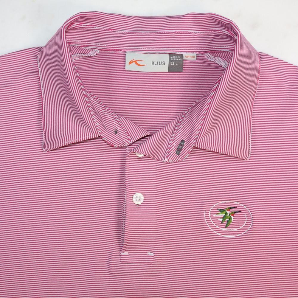 KJUS Castle Pines Golf Mens Soren Stripe Polo SS Pink White Size 52 L